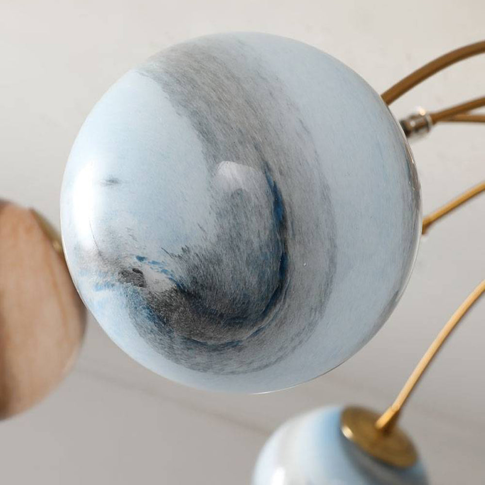 Aria Modern Planet Flush Mount Ceiling Light, Living Room - Lamp Copper