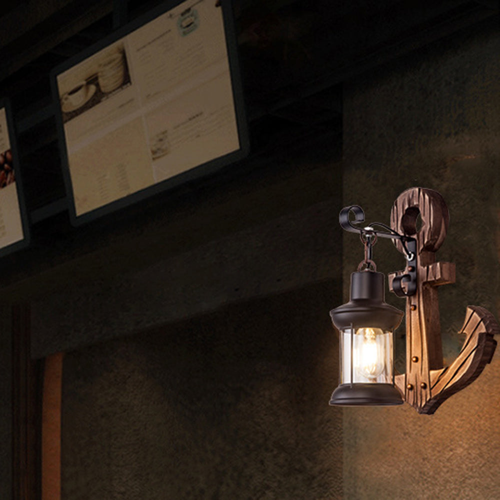 Epoch Anchor Lantern Wall Lamp, Vintage/Antique, Wood, Bedroom - Lamp Copper