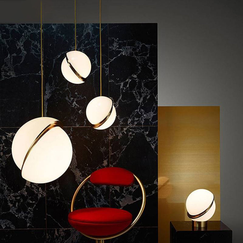 Valentina Simple Pendant Light, Gold & White - Lamp Copper