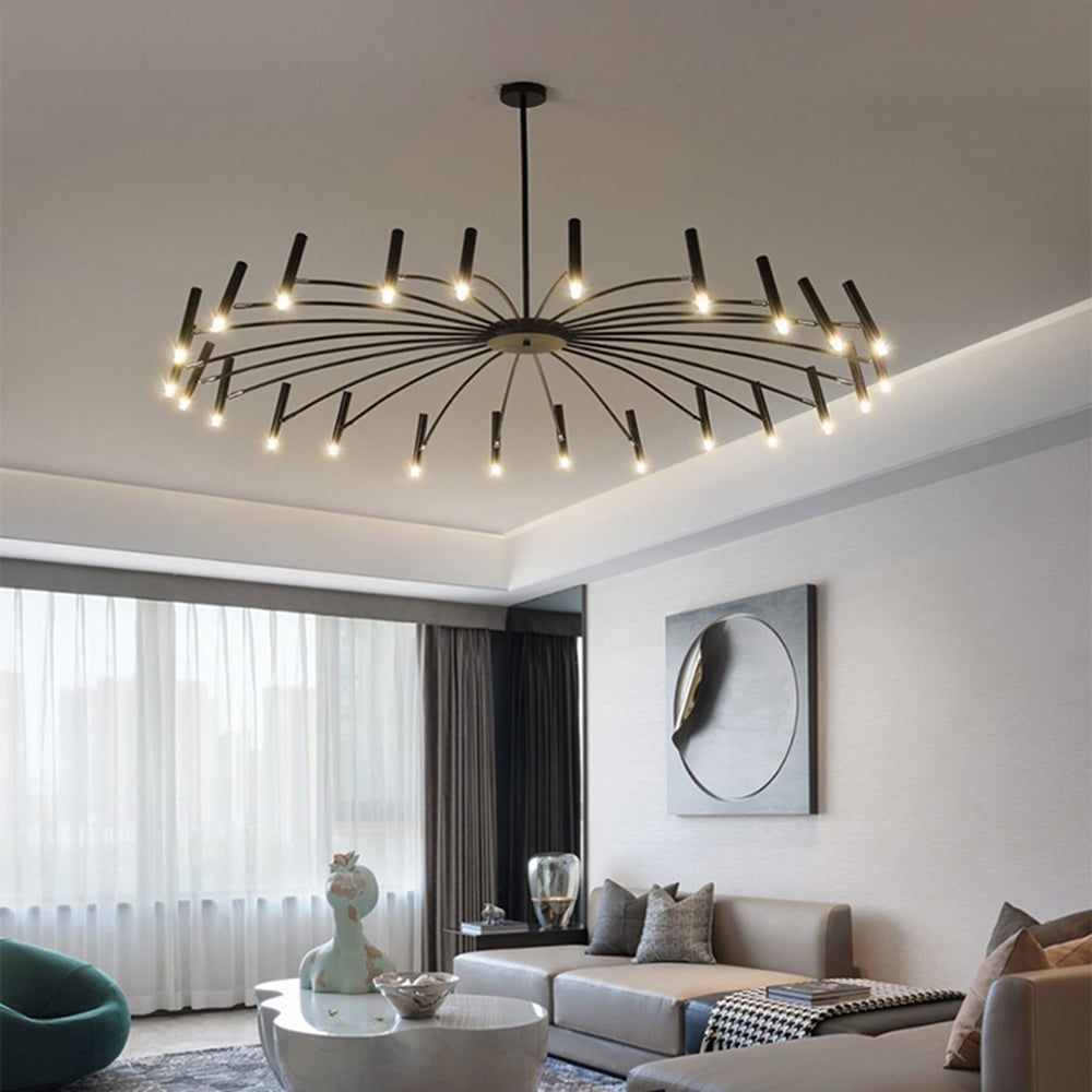 Arisha Modern Blown Linear Metal Multi-heads Chandelier - Lamp Copper