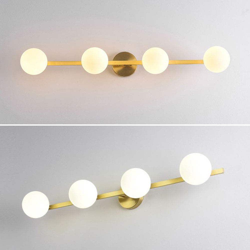 Valentina Retro Globe Linear Metal/Glass Wall Lamp, Gold, Bathroom - Lamp Copper