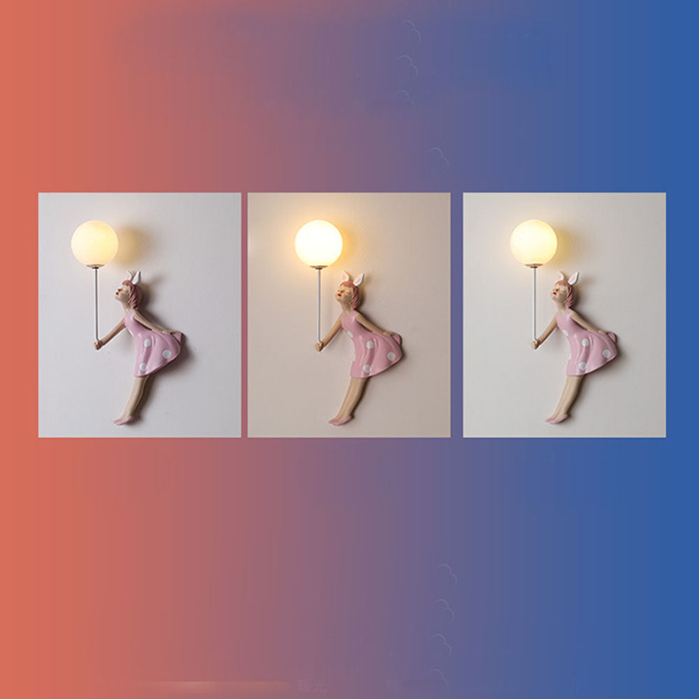 Arisha Modern Balloon/Girl Shape Acrylic Pink Wall Lamp - Lamp Copper