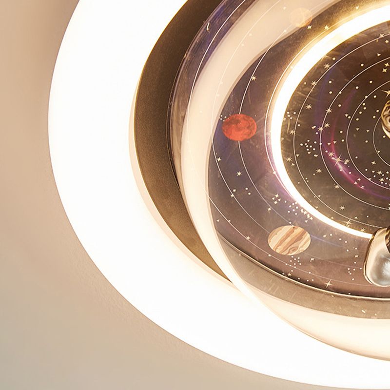 Aria Cosmic Astronaut & Galaxy Motif Flush Mount Ceiling Light - Lamp Copper