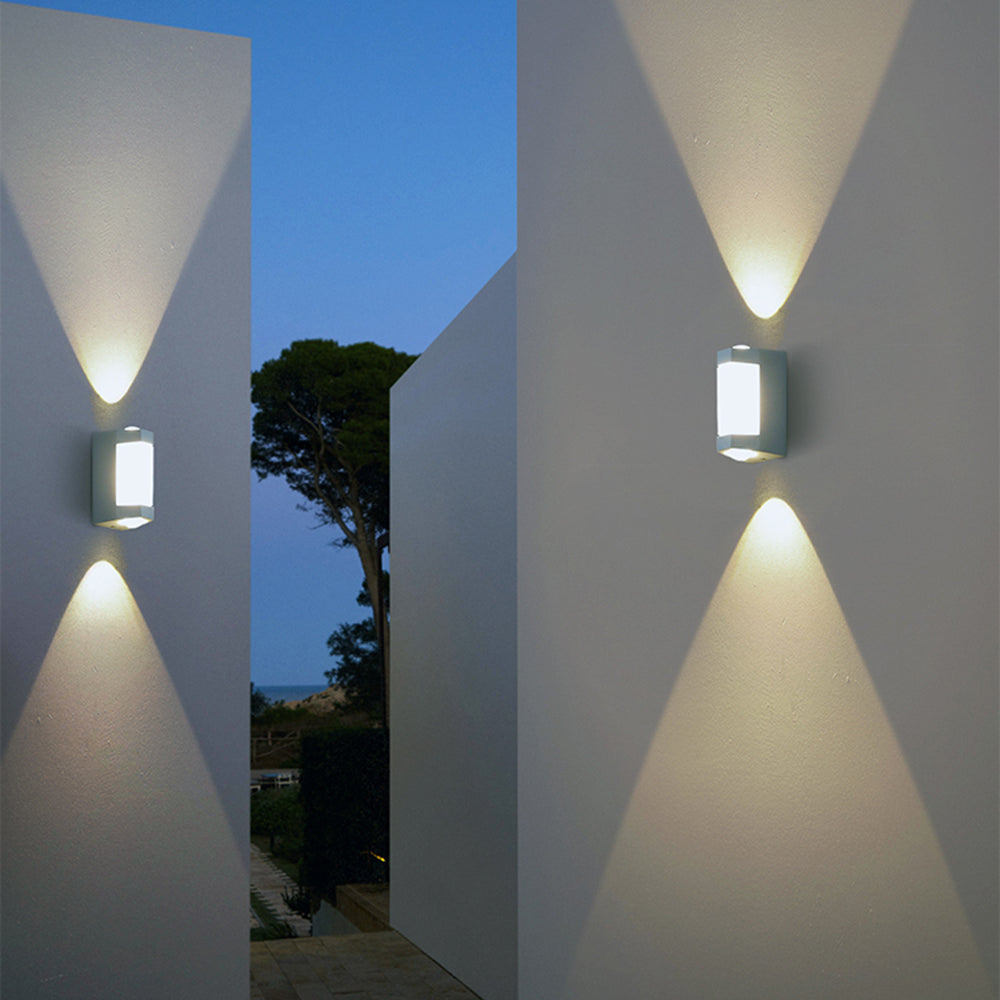 Marve Nordic Up Down Acrylic Outdoor Wall Lamp, White/Black - Lamp Copper
