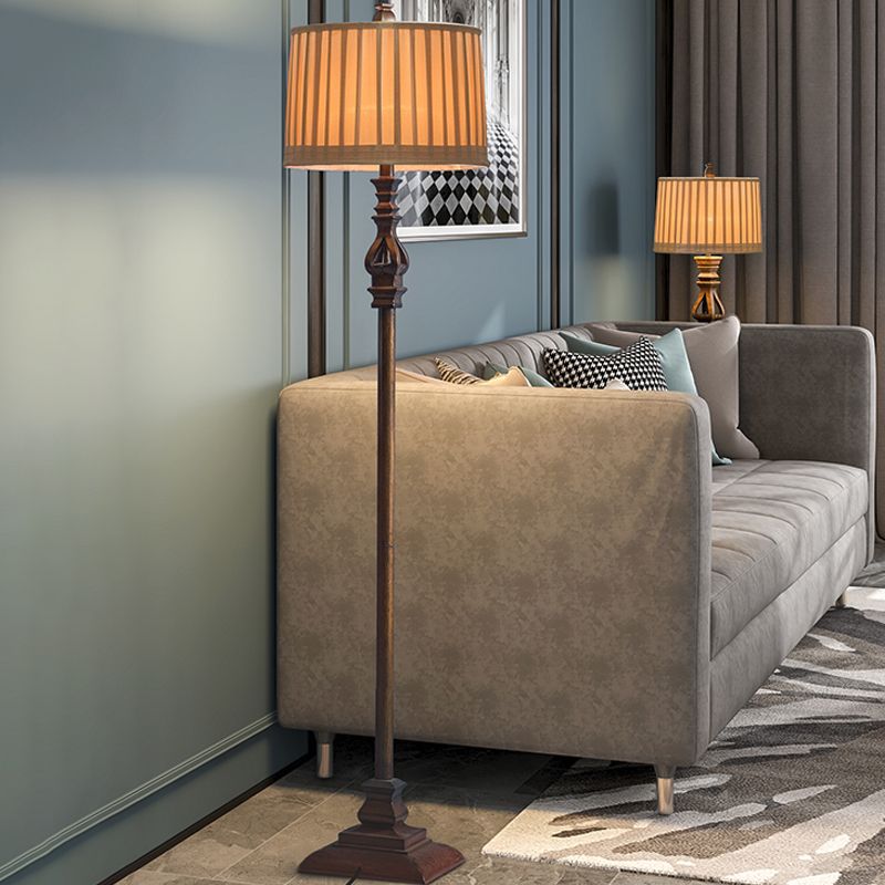 Eryn Vintage Resin/Fabric Standing Floor Lamp, Brown - Lamp Copper