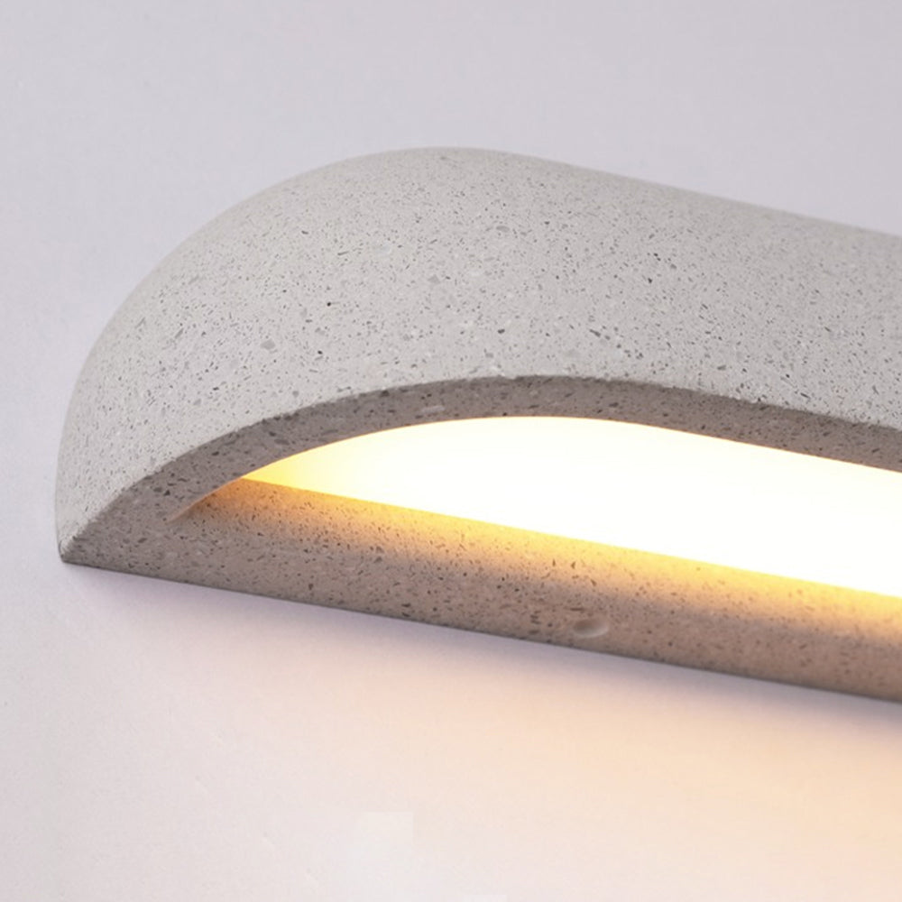Ray Modern Minimalist Semi-elliptical Metal/Stone Outdoor Wall Lamp, Black/White - Lamp Copper