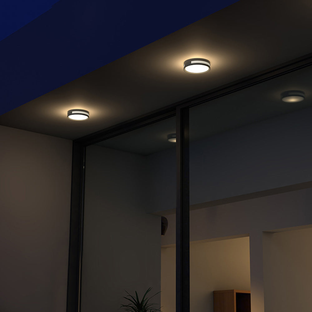 Ray Modern Round Metal/Acrylic Outdoor Waterproof Wall Lamp, Black - Lamp Copper