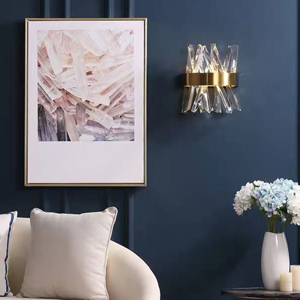 Kristy Decorative Geometric Crystal/Metal Wall Lamp, Gold - Lamp Copper