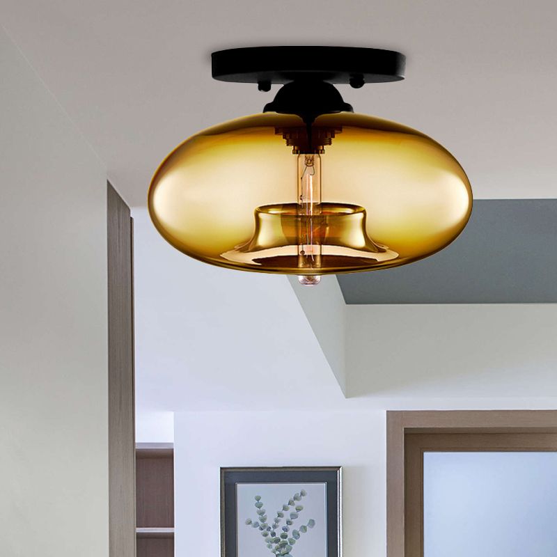 Valentina Industrial Art Deco Globe Flush Mount Ceiling Light Living Room - Lamp Copper