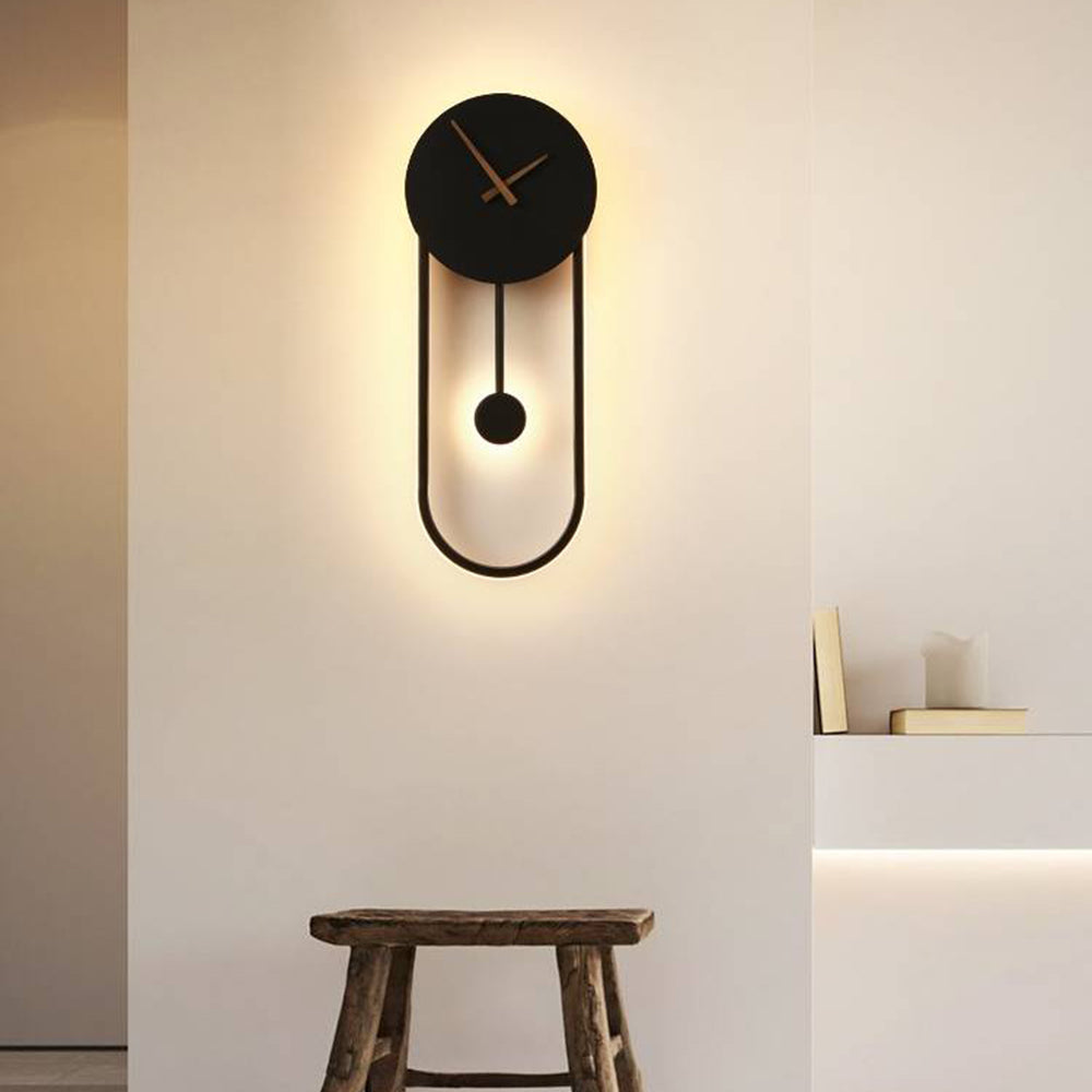 Arisha Nordic Clock Wall Lamp, Gold & Black - Lamp Copper