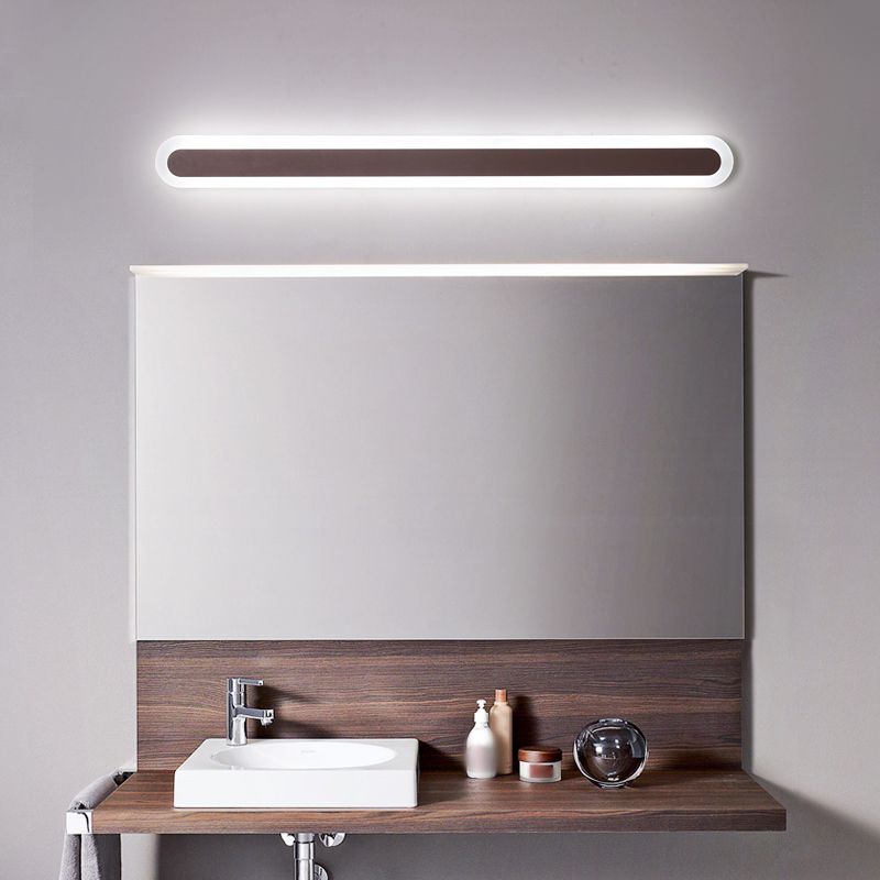 Arisha Modern Linear Vanity Wall Lamp, White/Brown, Bathroom - Lamp Copper