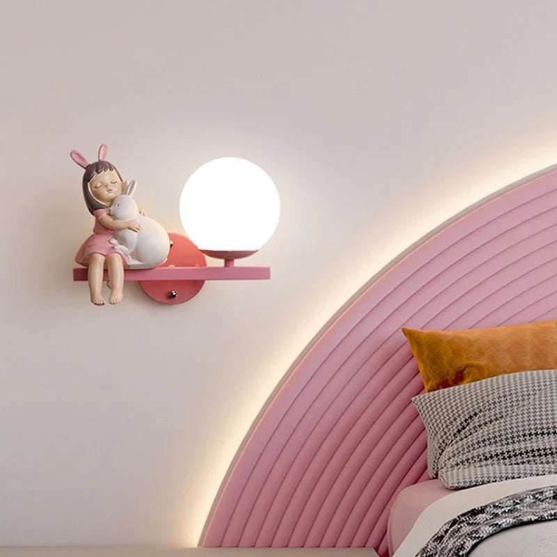 Aria Modern Metal/Glass Wall lamp, White & Pink - Lamp Copper