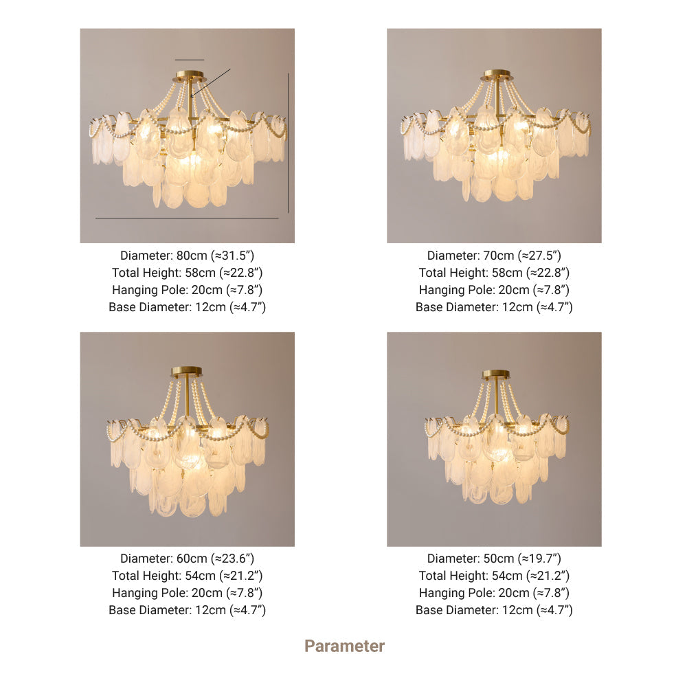 Kristy Elegant Pearl/Glass/Metal Chandelier, White - Lamp Copper