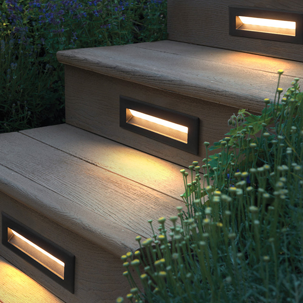Ray Modern Metal Rectangular Outdoor Deck/Step Light, Black - Lamp Copper