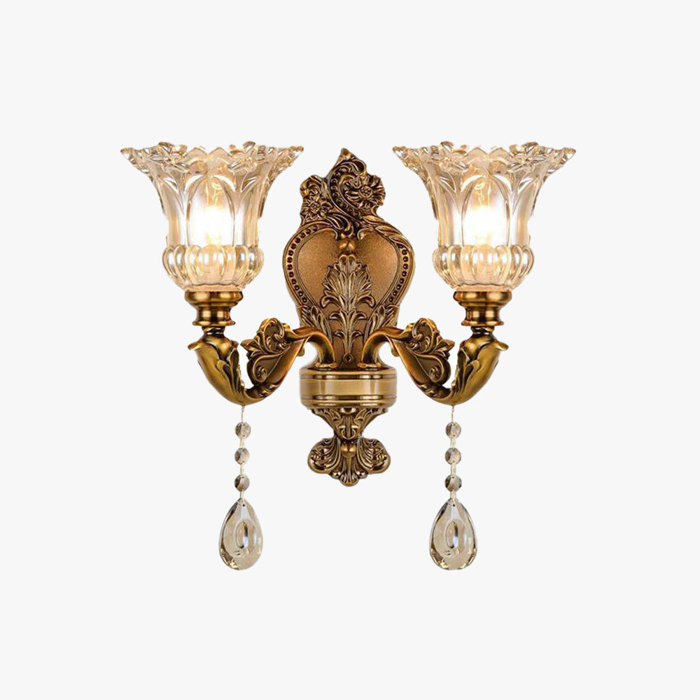 Ramiq Vintage Flor Metal/Glass Wall lamp, Gold - Lamp Copper