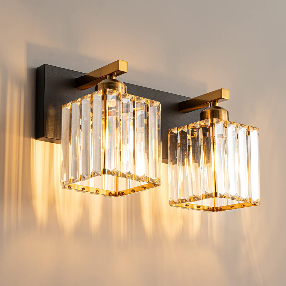 Kristy Vintage LED Metal/Crystal Wall Lamp For Mirror, Gold - Lamp Copper
