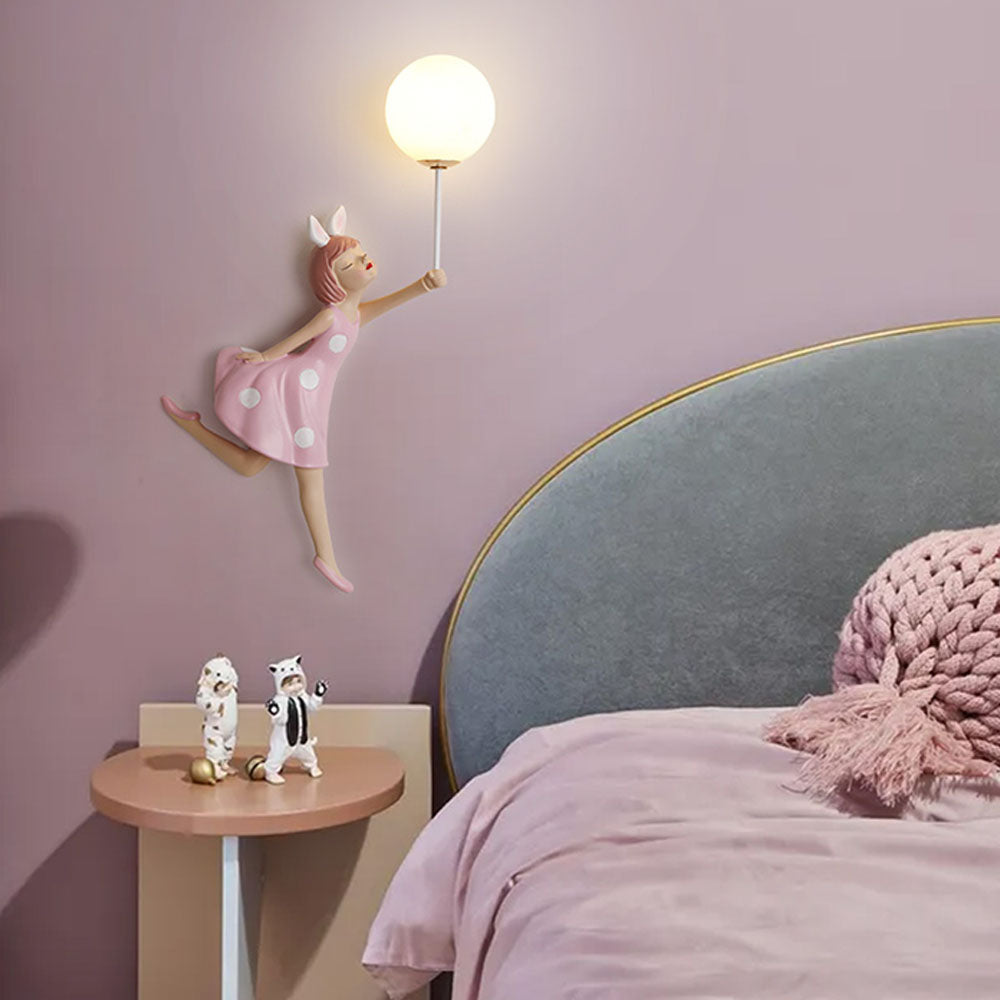 Arisha Modern Balloon/Girl Shape Acrylic Pink Wall Lamp - Lamp Copper