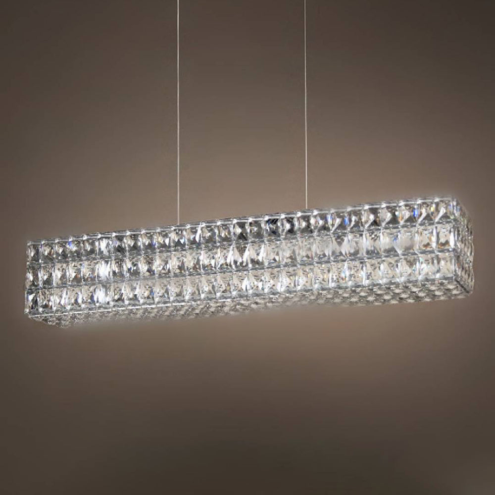 Kristy Rectangular Luxury Crystal Chandelier, 2 Colour - Lamp Copper