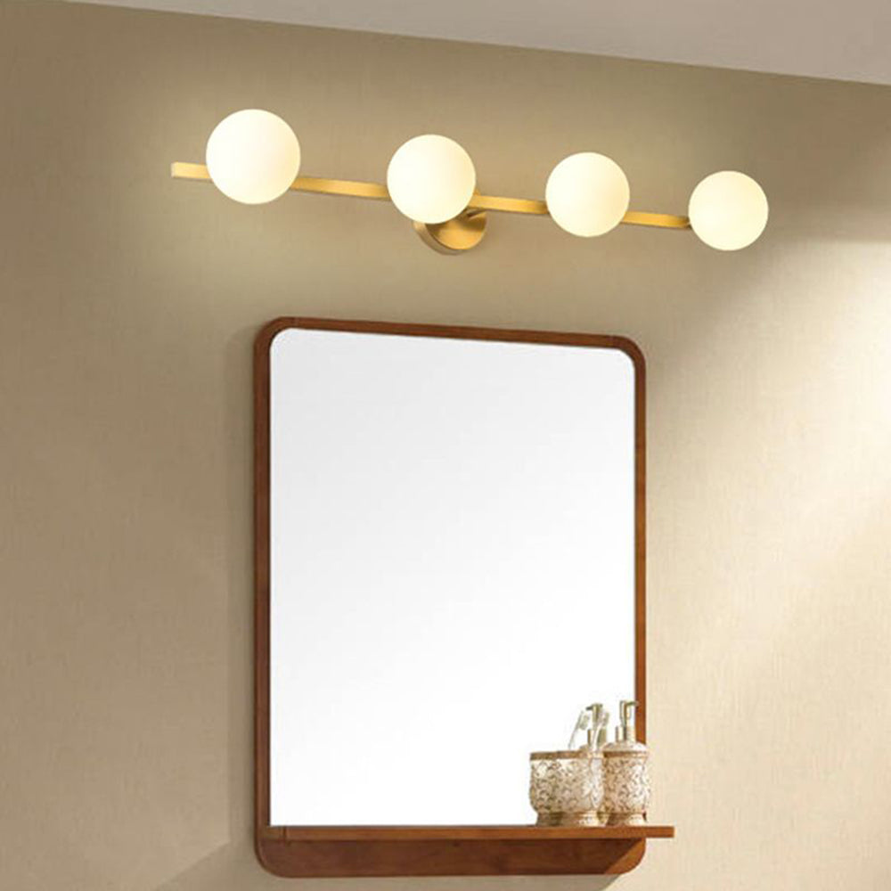 Valentina Retro Globe Linear Metal/Glass Wall Lamp, Gold, Bathroom - Lamp Copper