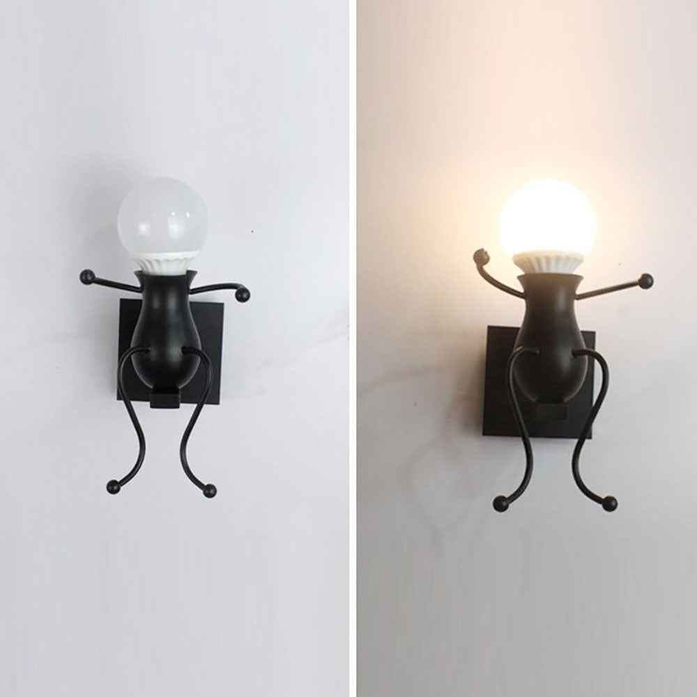 Arisha Modern Decorative Man Metal Wall Lamp, White/Black - Lamp Copper