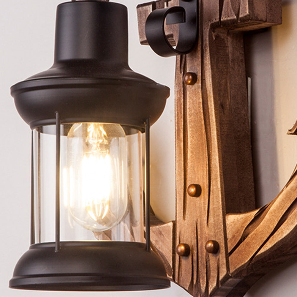 Epoch Anchor Lantern Wall Lamp, Vintage/Antique, Wood, Bedroom - Lamp Copper
