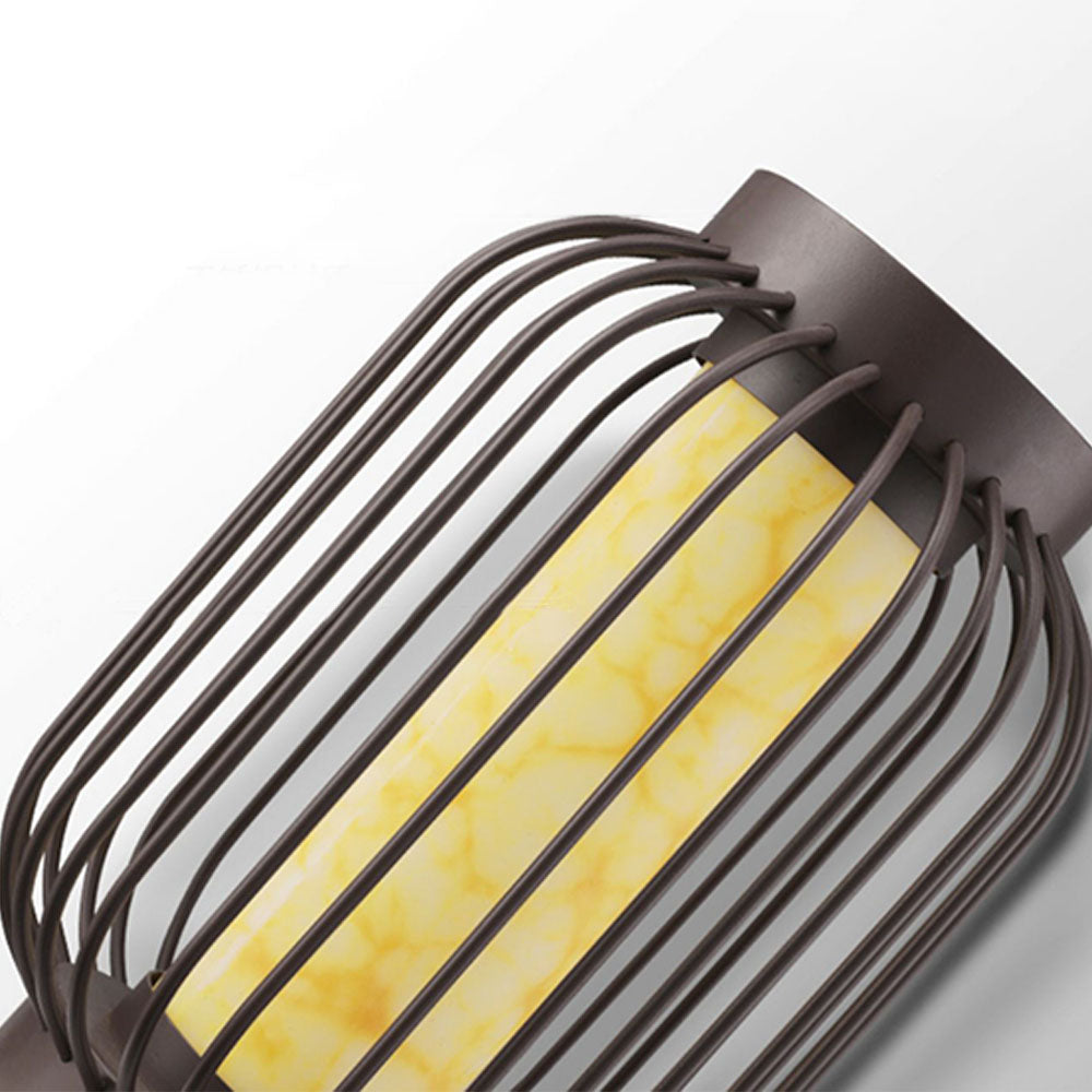 Ray Lantern Solar/Rechargeable Outdoor Floor Lamp, Brown - Lamp Copper