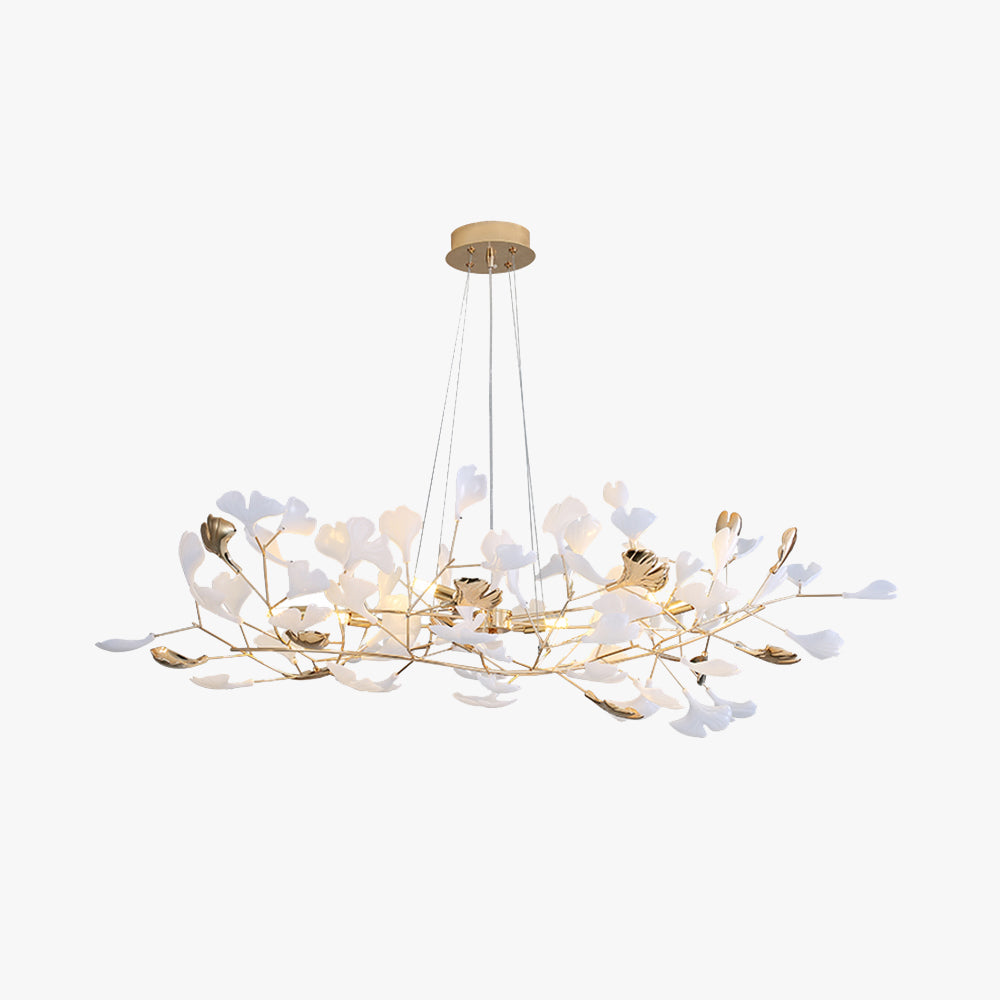 Olivia Ginkgo Leaf Modern Petal Shaped Metal Chandelier, Gold - Lamp Copper