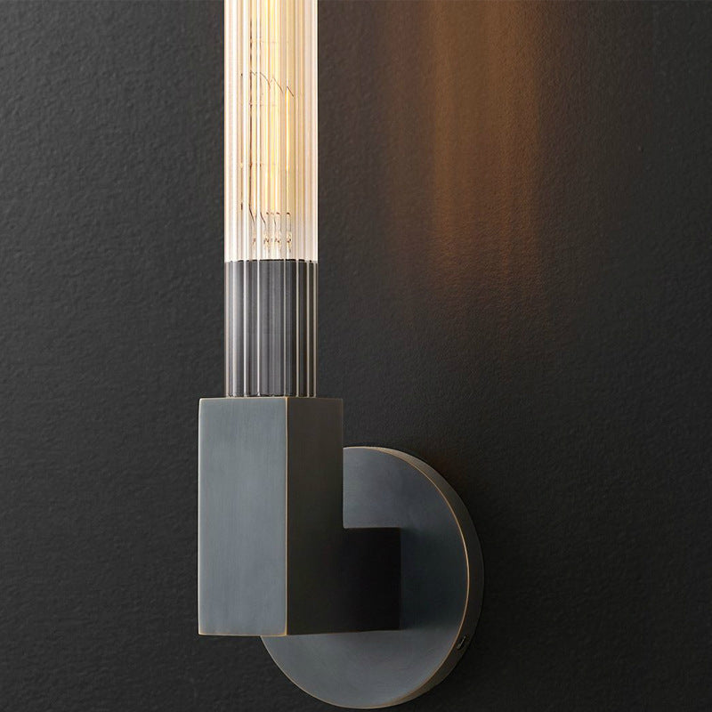 Kristy Indoor Wall Lamp Glass Brass Mid-century Restaurant Bedroom - Lamp Copper