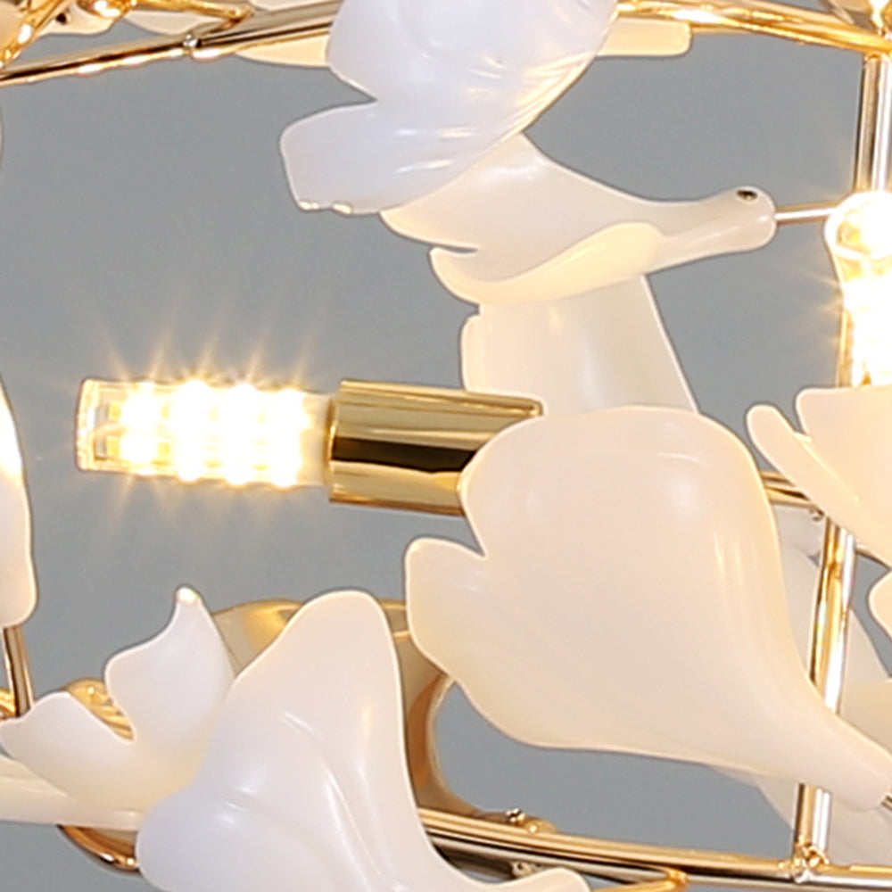 Olivia Ginkgo Leaf Modern Petal Shaped Metal Chandelier, Gold - Lamp Copper