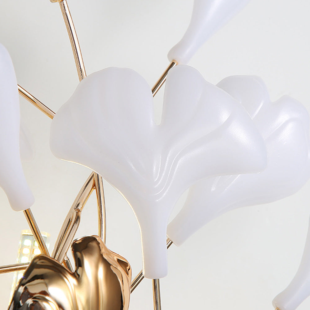 Olivia Decorative Flower in Golden White Ceramic Wall Lamp - Lamp Copper