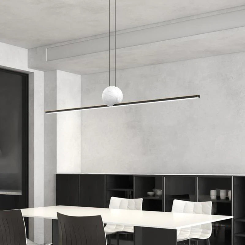 Arisha Minimalist Linear Bubble Pendant Light Marble - Lamp Copper