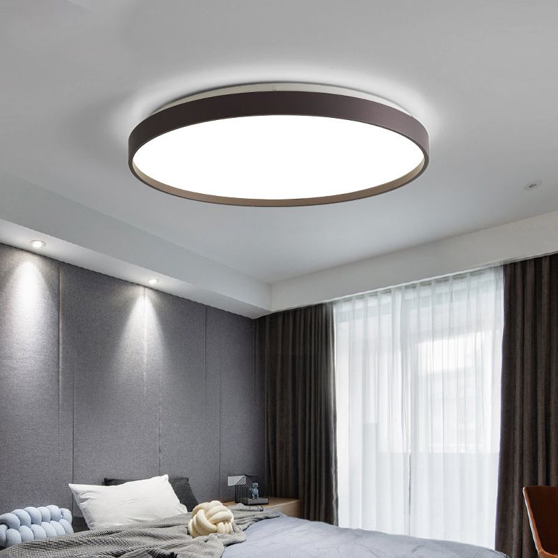 Arisha Minimalist Round Metal/Acrylic Flush Mount Ceiling Light, White/Coffee/Grey/Gold - Lamp Copper