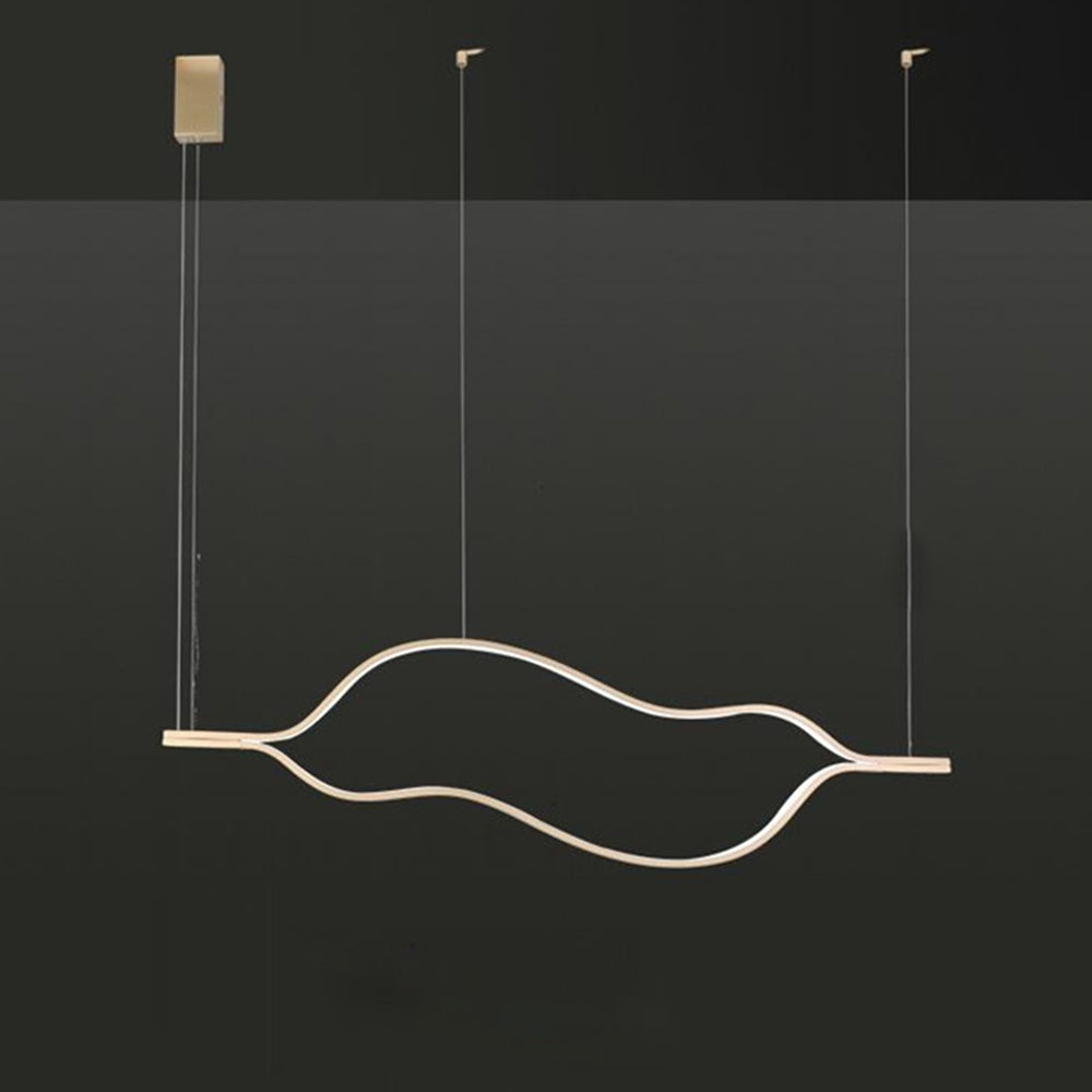Arisha LED Linear Minimalist Wave Golden Leaf Shaped Pendant Light - Lamp Copper