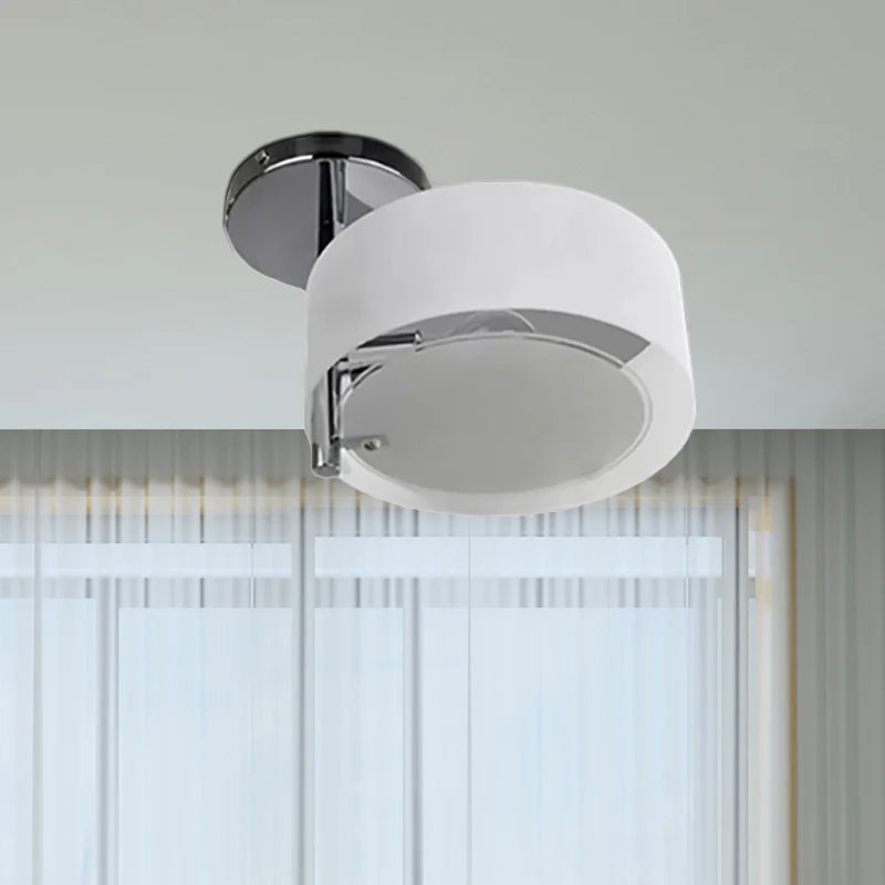 Arisha Flush Mount Ceiling Light Glass White Modern Round Hallway - Lamp Copper