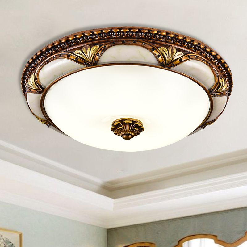 Epoch Floral Retro Antique Brass Flush Mount Ceiling Light - Lamp Copper