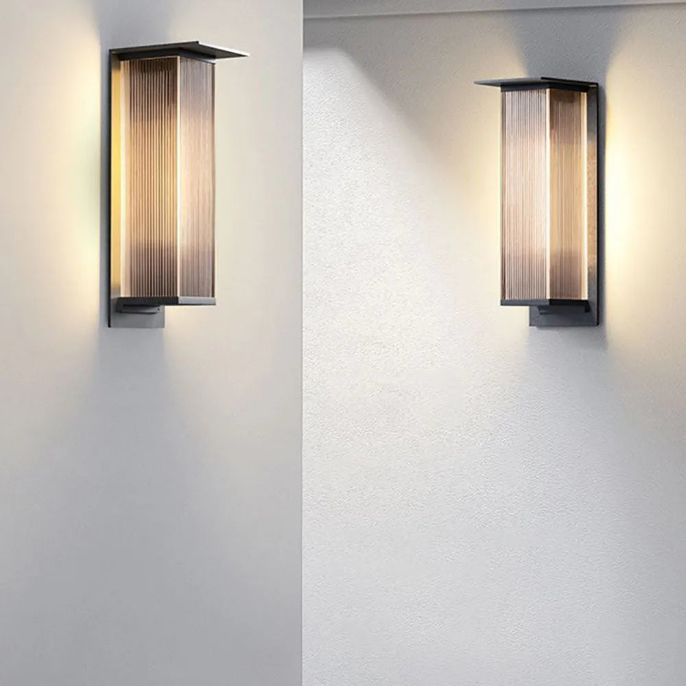 Ray Modern Rectangular Metal Outdoor Wall Lamp, Black - Lamp Copper