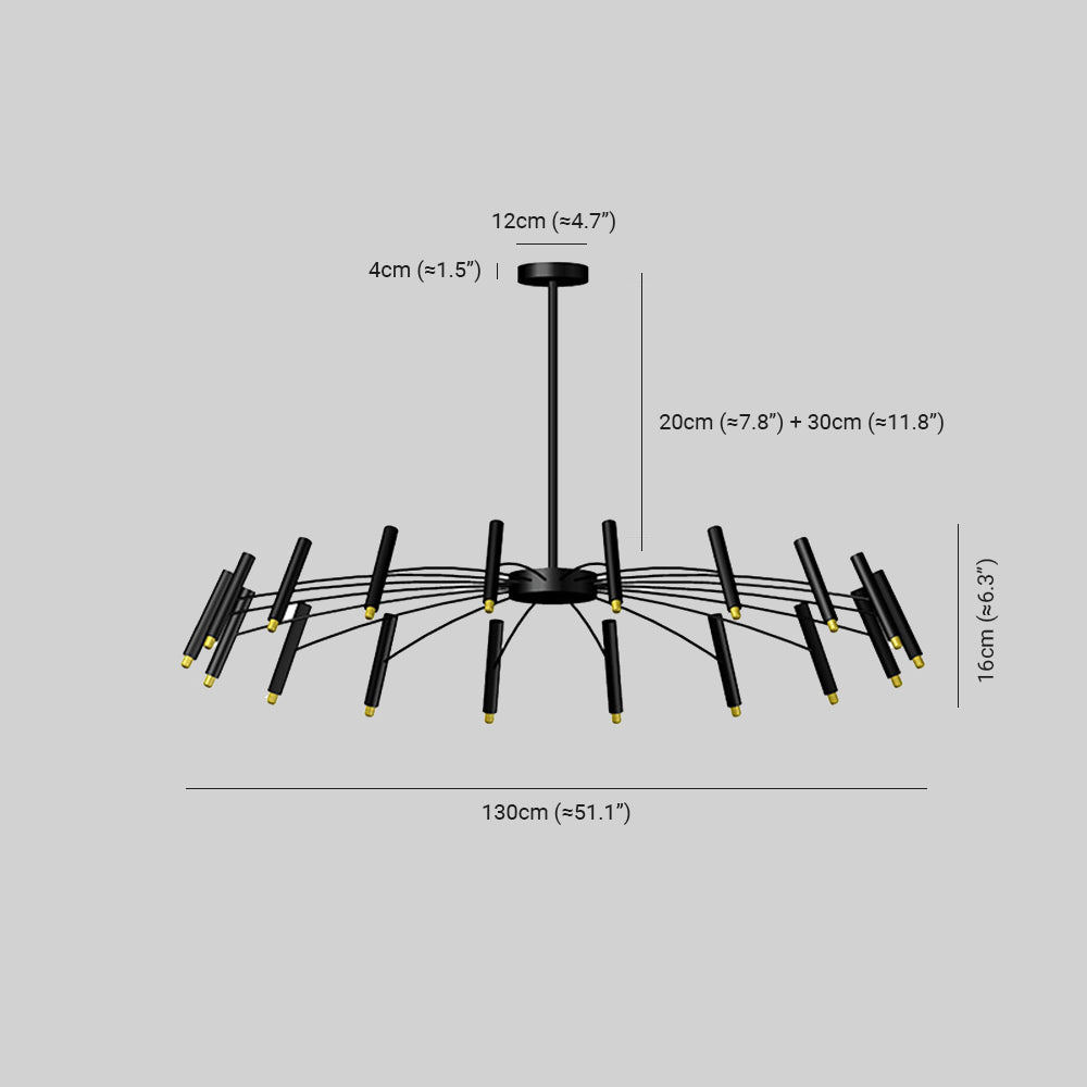 Arisha Modern Blown Linear Metal Multi-heads Chandelier - Lamp Copper