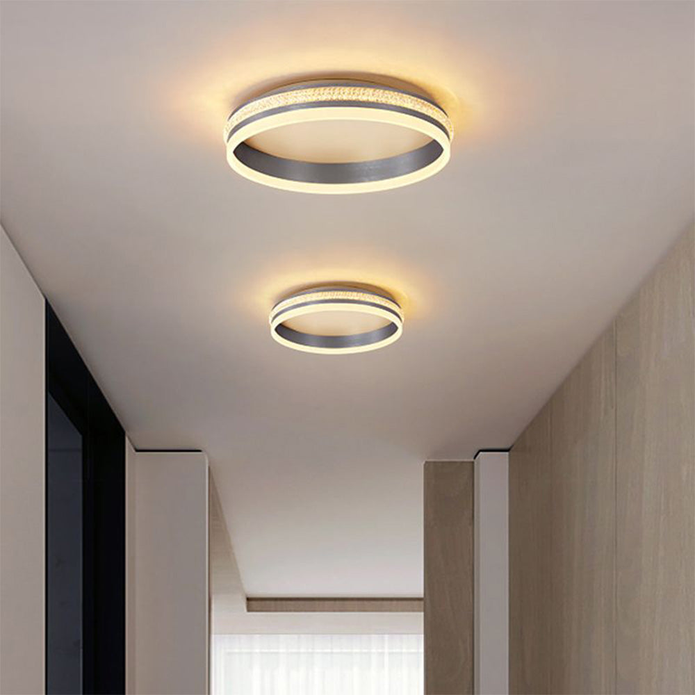 Arisha Modern Ring Metal/Acrylic Flush Mount Ceiling Lights, Silver - Lamp Copper