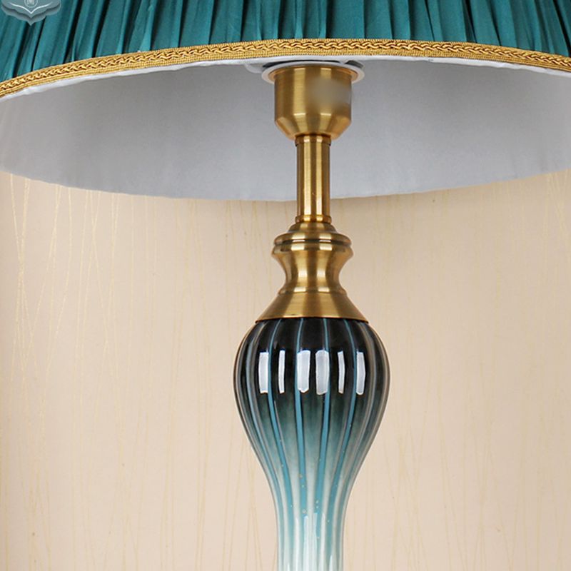Eryn Antique Floor Lamp, Multi Colors, Metal/Fabric, Bedroom - Lamp Copper