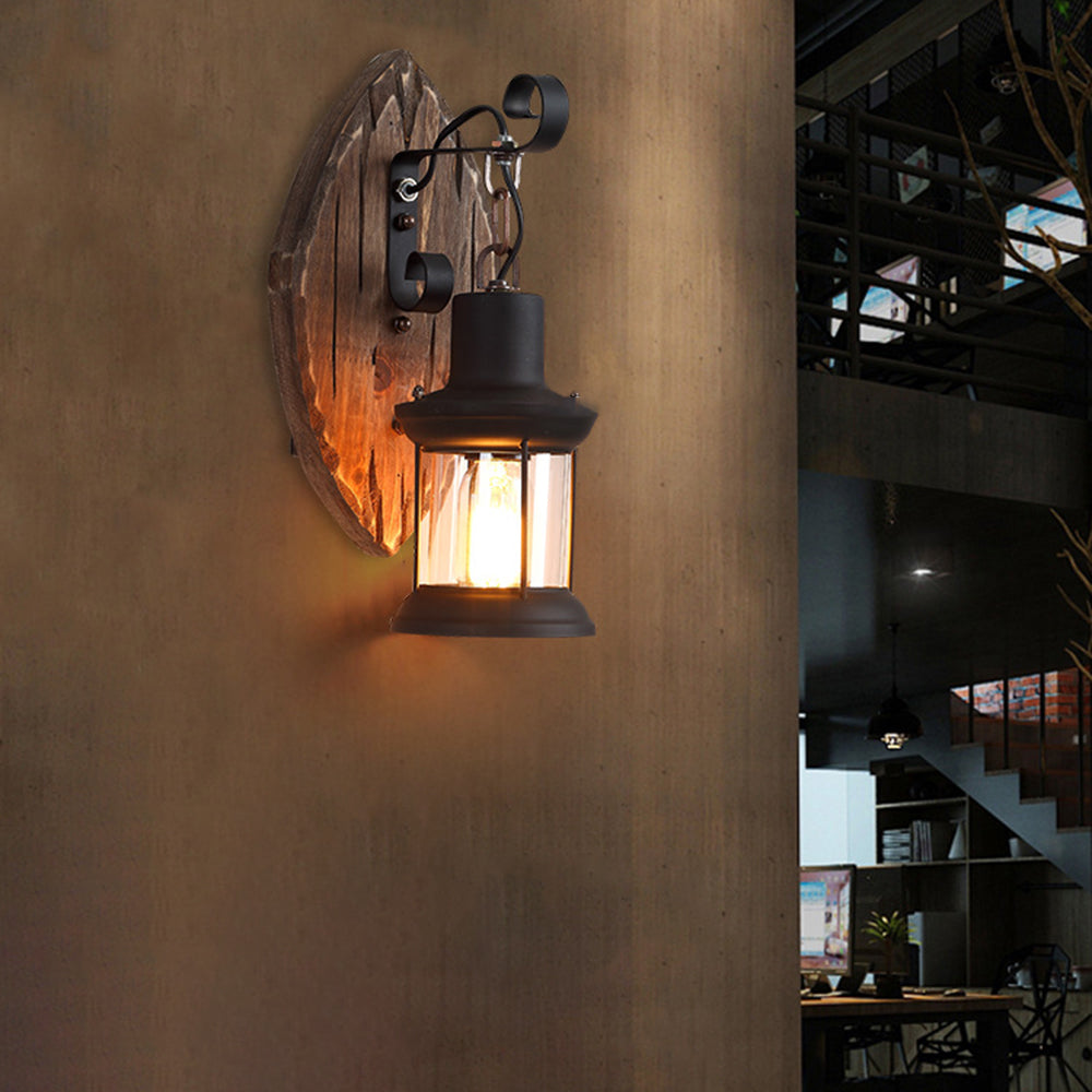 Epoch Wall Lamp Leaf Shape Vintage, Wood/Metal, Bedroom - Lamp Copper
