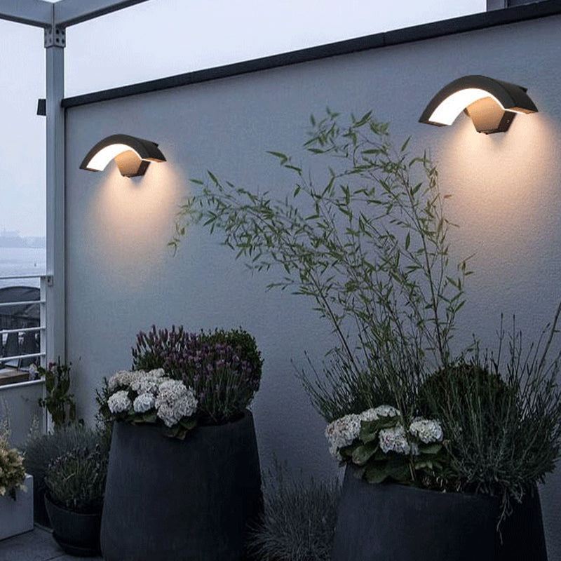 Elvon Nordic Arc Waterproof LED Outdoor Wall Lamp, Black - Lamp Copper