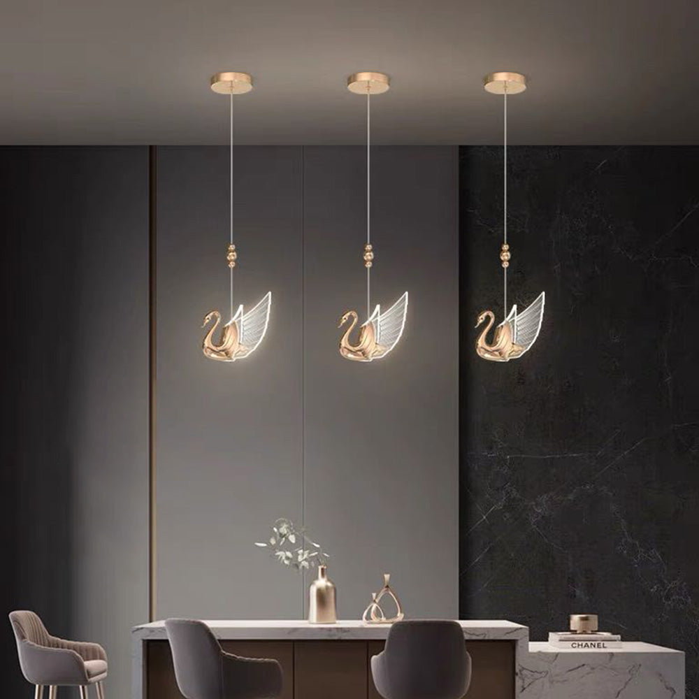 Arisha Modern Creative Swan Pendant Light, 2 Color - Lamp Copper