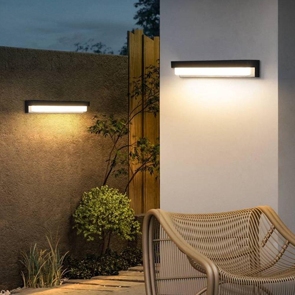 Ray Minimalist Solar Linear Acrylic Outdoor Wall Lamp, Black - Lamp Copper