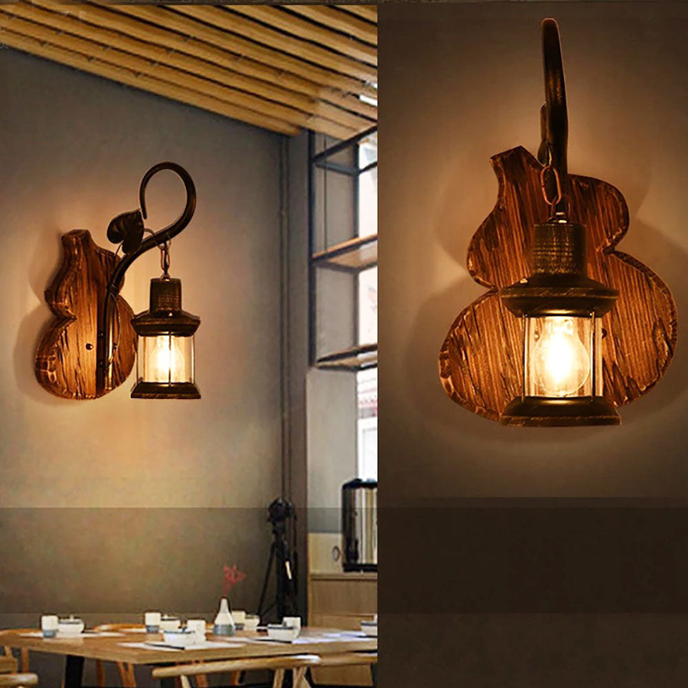 Epoch Wall Lamp Cucurbits/Candle Vintage, Wood/Metal, Bedroom - Lamp Copper