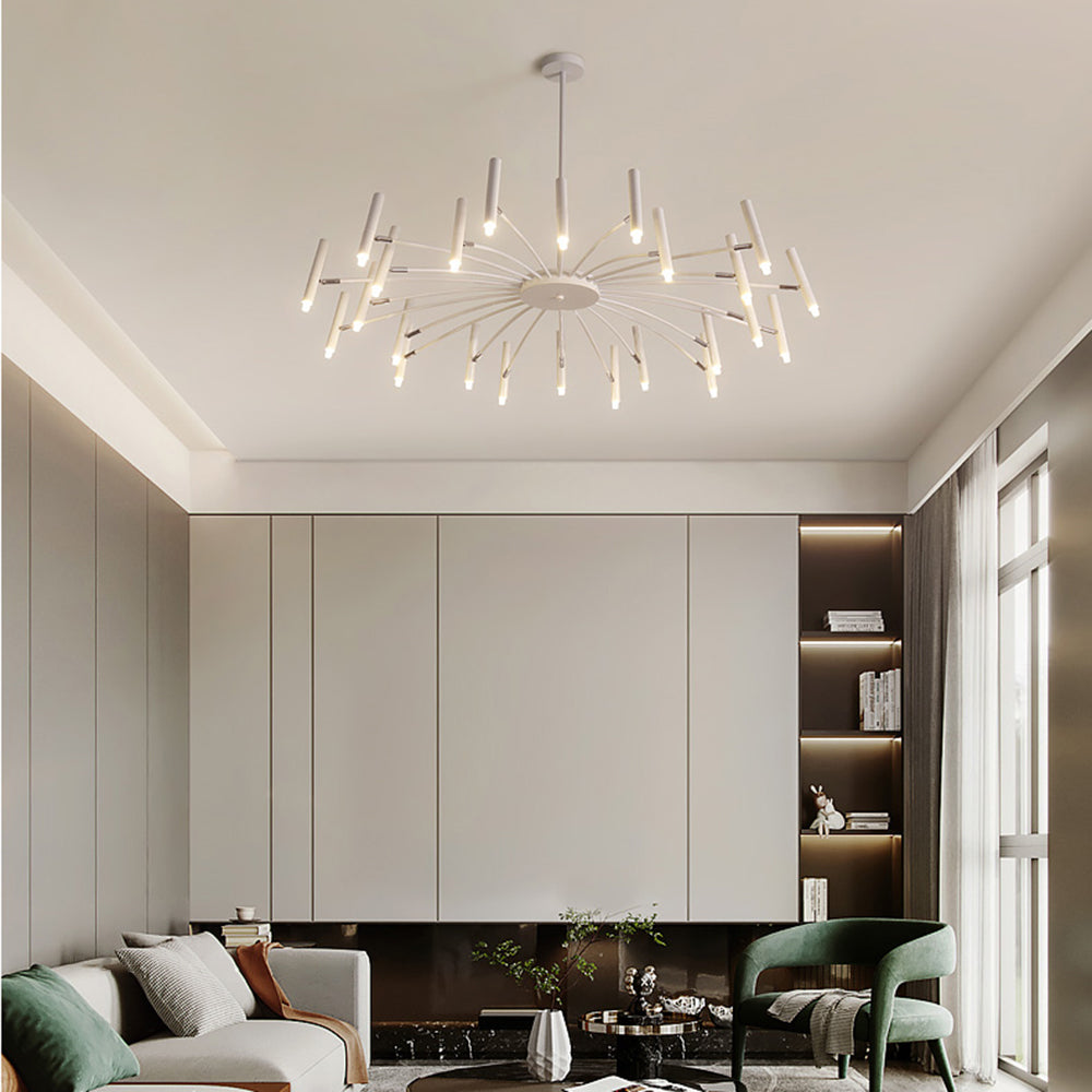 Arisha Modern Blown Linear Metal Multi-heads Chandelier - Lamp Copper