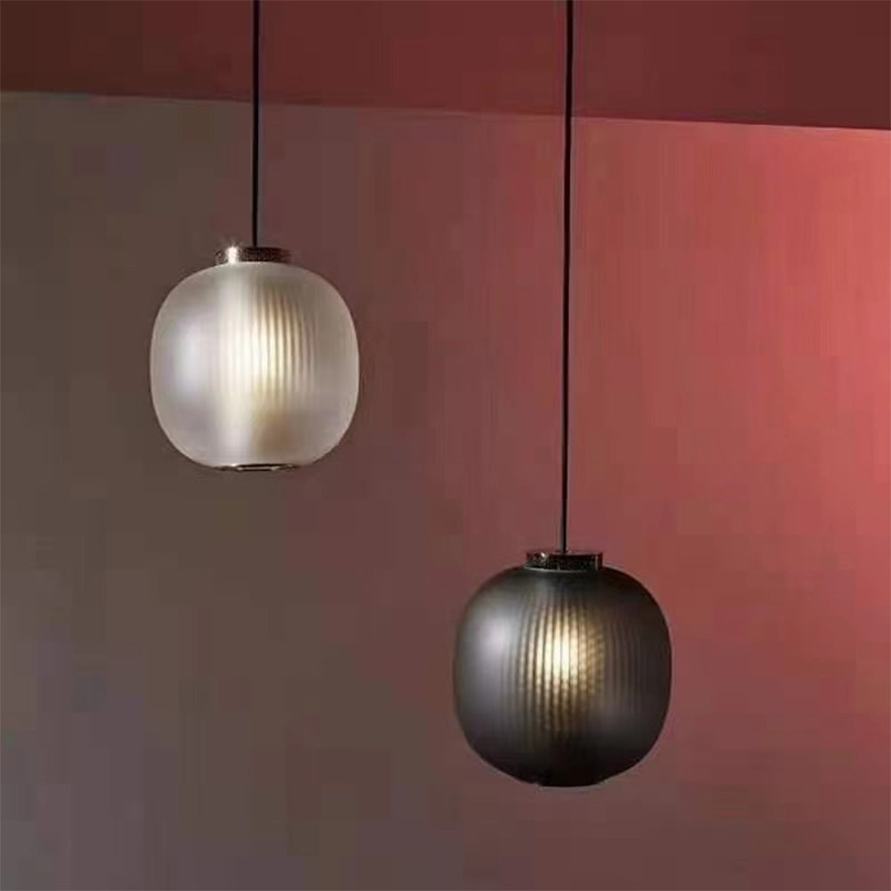Valentina Frosted Glass Cylinder Pendant Light, Sandy White/Grey, Metal/Glass - Lamp Copper