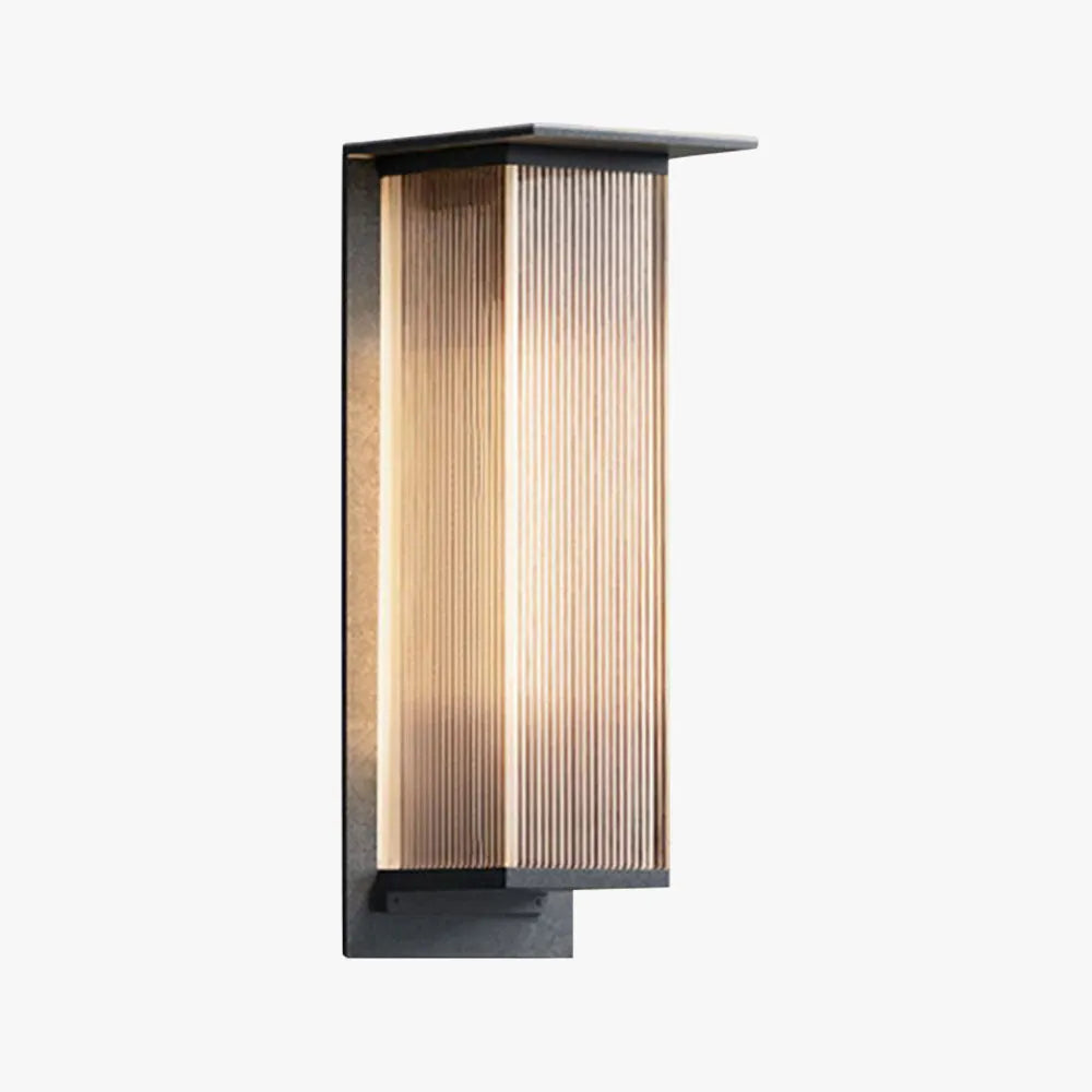 Ray Modern Rectangular Metal Outdoor Wall Lamp, Black - Lamp Copper
