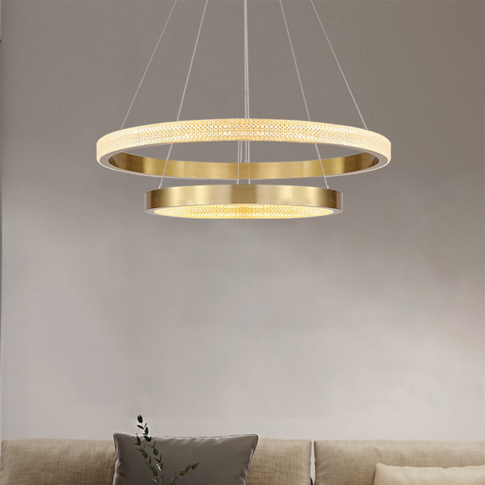 Kristy Modern Ring Metal/Arcylic LED Pendant Light, Black/Gold - Lamp Copper