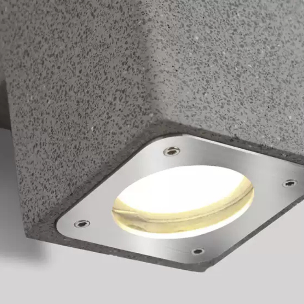 Ray Minimalist Cement Square Outdoor Wall Lamp, White - Lamp Copper