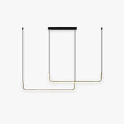 Clen Modern Linear Pendant Light Double Frame, Black/Gold - Lamp Copper